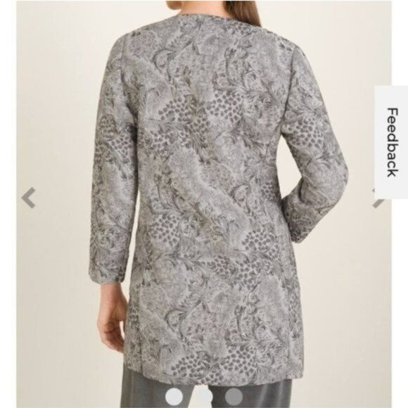 NWOT Chico's Travelers Collection Gray Printed Jacket - Picture 3 of 7
